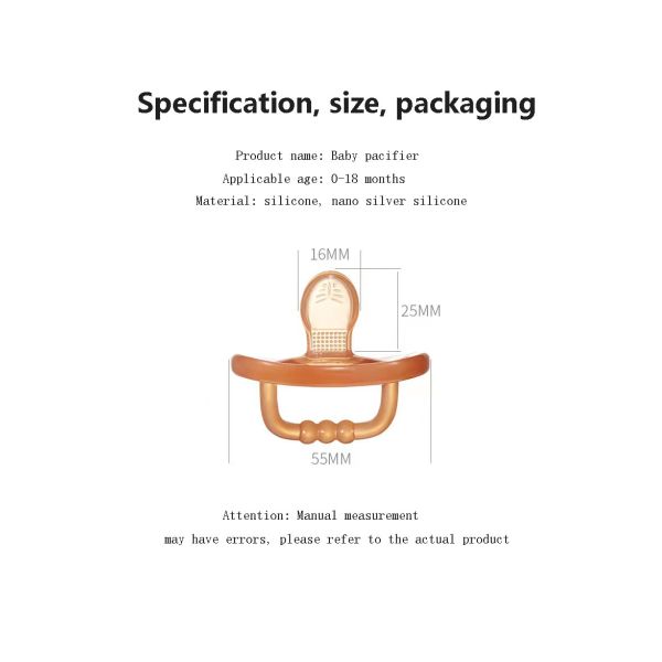 100% Soft Silicone One Piece Pacifier for Babies 6-16 Months Orthodontic Nipple BPA-Free