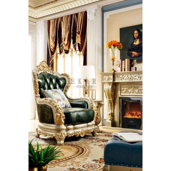 Wooden Frame Solid Wood Luxury Classic European Sofa Set