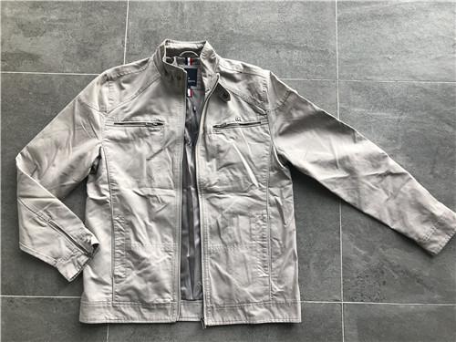 Mens Stone Color Woven Fabric Jacket With Metal Zip Through TW59378
