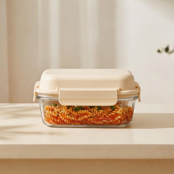 Stackable Glass Lunch Box with 950ml and 1050ml Capacity Microwave Safe and Leak-Proof Bento Box