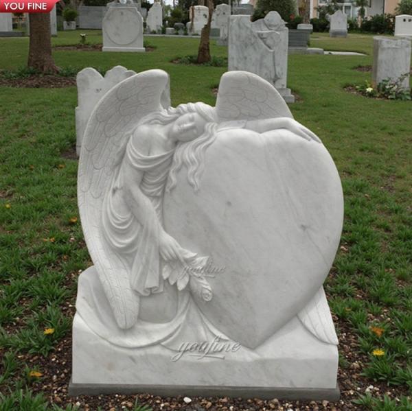Modern Black Granite Double Angel Headstone Tombstone Cemetery Memorial Stone for Couple Engraved Heart Angel Wings Marble