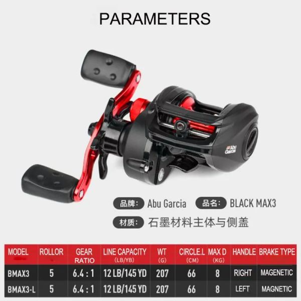 Black Max3 Abu Garcia Fishing Reel Right Left Hand Baitcasting Saltwater Fishing Reel