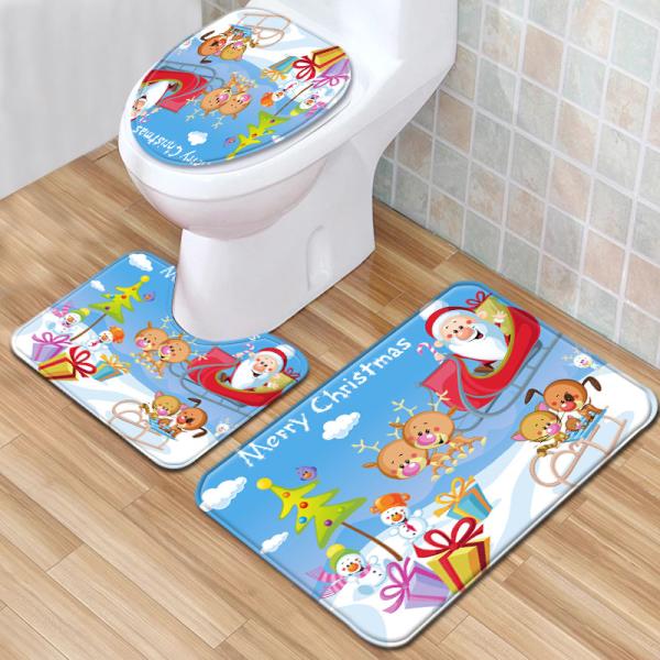 O Natal tapete do banheiro de três partes ajustou as tampas da tampa do toalete 50*80cm