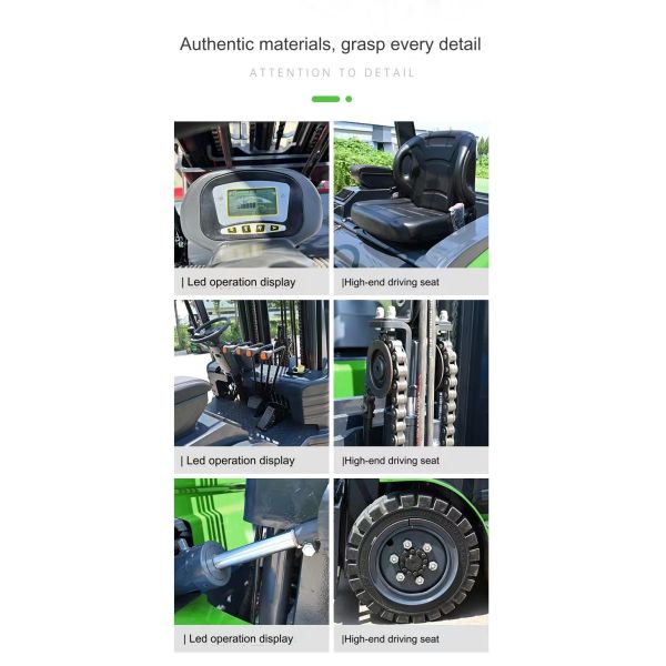 Electric 2 Ton compact electric forklift Height 3-6m Solid Tire 1.2 Meters Fork Length AC Controller