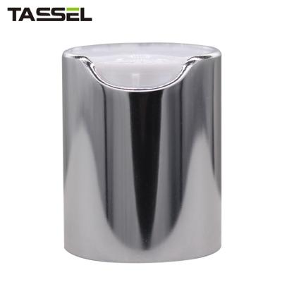 24mm Aluminum Silver Plastic Disc Cap Non Spill For Cosmetic Bottles
