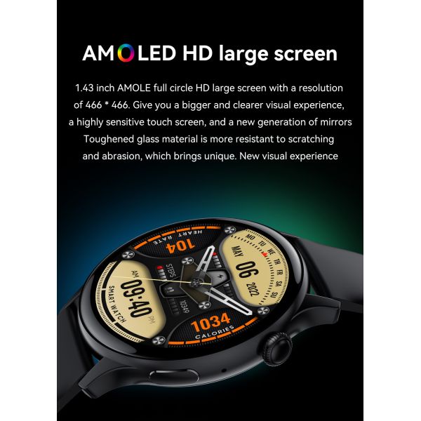 HK85 Ladies Bluetooth Smart Watch 1.43 Amoled Bt Calling NFC Health Monitor