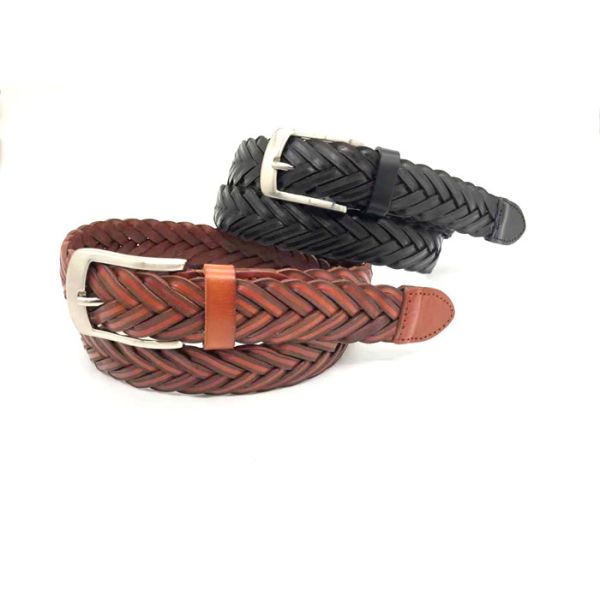 Genuine Leather Woven Braided Belt For Men Casual Jeans