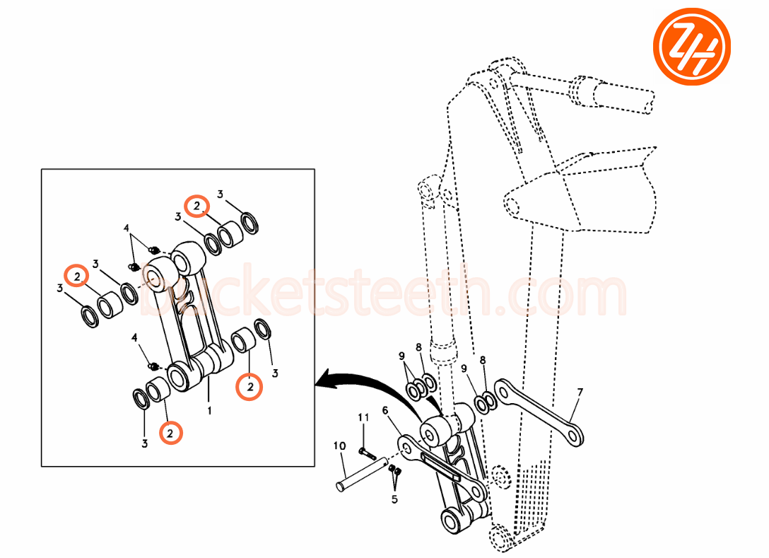 80mm Excavator Bucket Bushing EC240 Volvo Spare Parts VOE14547395 VOE14880984 VOE14552308