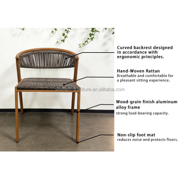 Yoshen Stackable Outdoor Lounge Chair PE Rattan Aluminum Frame for Patio Garden Villa