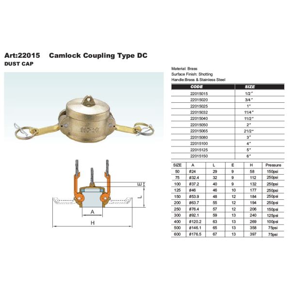Brass CW614N forging cam and groove coupling Type DC  EN14420-7
