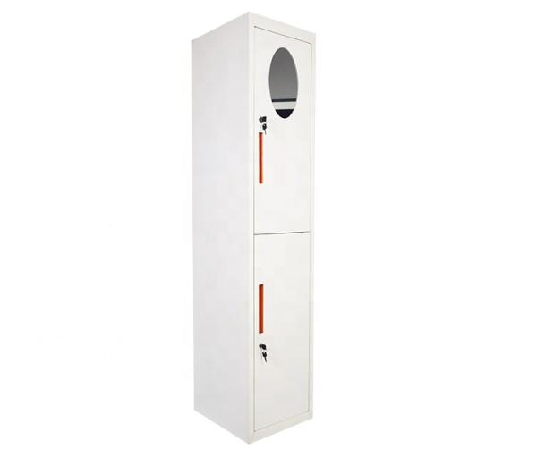 2 Doors Metal Locker Cabinet Vertical Standing With Hanger