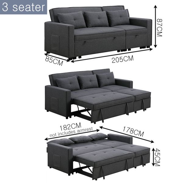 Space Saving Pull Out Sofa Couch Simple Design Folding Bed With Metal Frame Multi-funtional Sleeper with