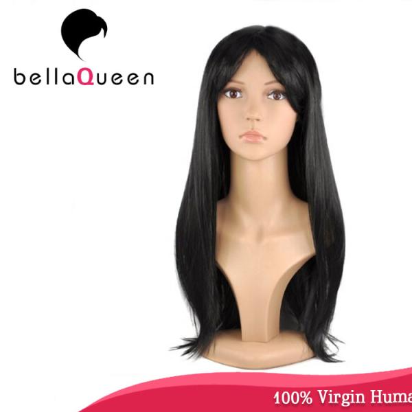 A mão amarrou a cor natural do cabelo reto das perucas do laço do cabelo humano do Virgin 7A