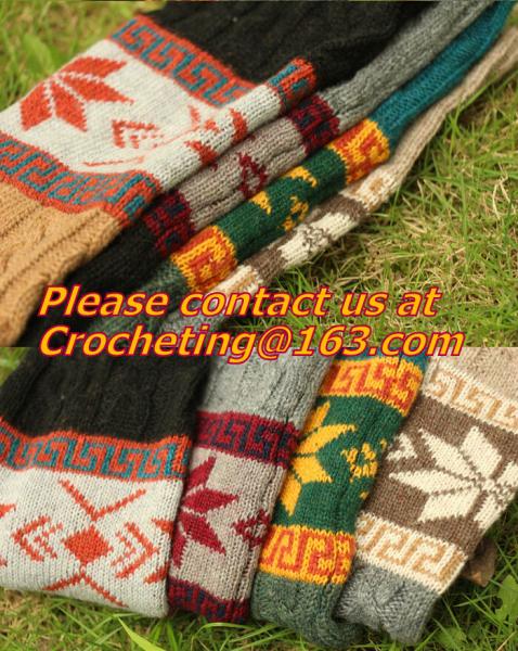 girl deer snowflake jacquard knit boot socks wood feel casual wool acrylic, socks, warmer