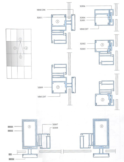Анодированные системы, 6063-T5 золотистых/серебра алюминиевые ненесущей стены