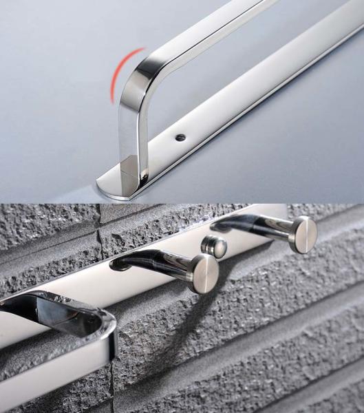 Mirror Polishing SUS304 Stainless Steel Towel Rack Holder 24 Inch For Kitchen Bathroom