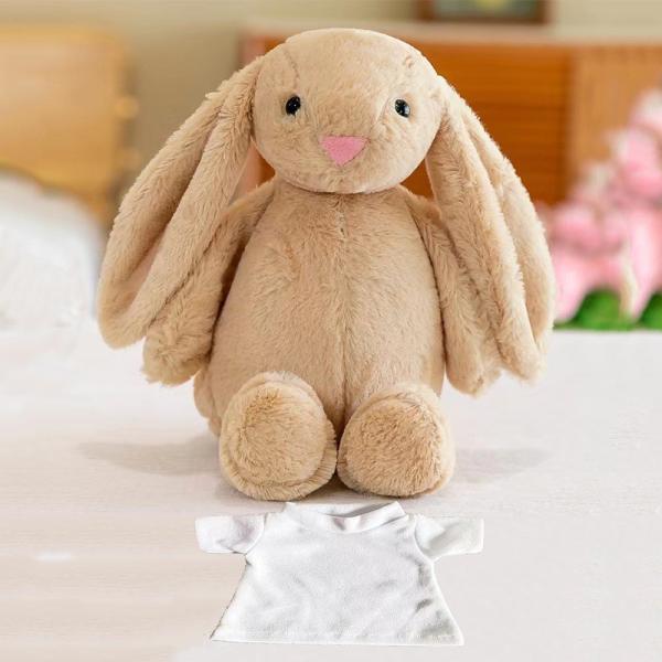 DIY 30cm Sublimation Stuffed Animals Easter Bunny Plush Toy With Customizable T Shirt