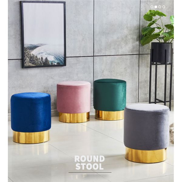 Velvet Seat Metal Counter Bar Stools Chair for Coffee Shop and Living Room Function