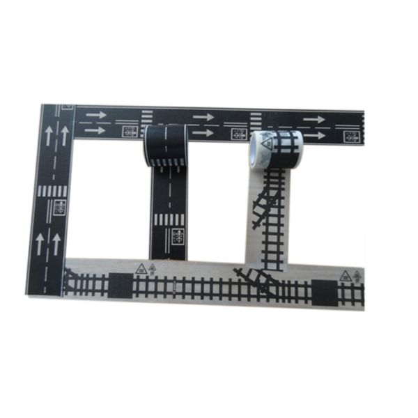 Road Tape And Train Tracks Tape With Road Signs Set For kids Toy Cars