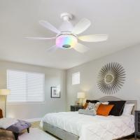 Ventilateur de plafond de décoration domestique à faible éclairage intelligent, ventilateur de plafond rotatif à tête mobile 360