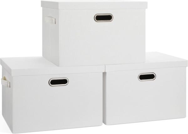 Linen Fabric, Metal Handles Collapsible Stackable Storage Bins With Lids, Packs White Linen Fabric Closet Boxes With Lids, Storage Cube Baskets Container Organizers For Bedroom Office