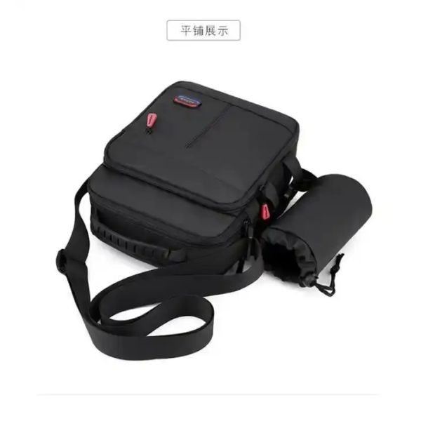 Custom Unisex Man Bag Messenger Men's Crossbody Shoulder Bag Black With Water Bottle Holder