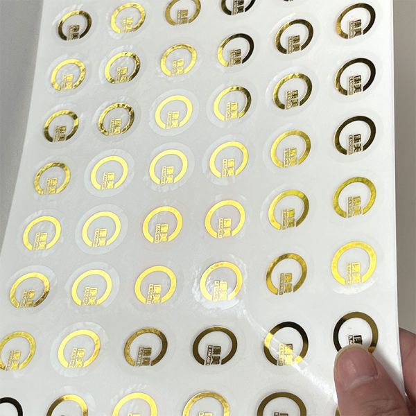 Custom Gold Foil Logo Vinyl Sticker Sheet Transparent and Waterproof Clear Circle Seal for Cosmetic Bottles Candles Crafts