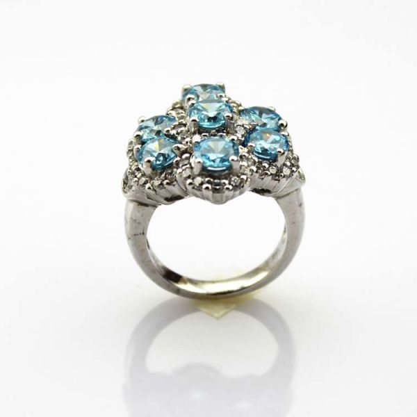 Fashion Jewelry Larger 925 Silver Ring with Created Blue Cubic Zircon Ring(FR009)