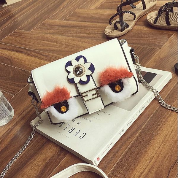 Star with hair eyes small square package chain shoulder bag Messenger bag Europe and America tide female