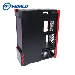 Части частей металлического листа, красных и черных алюминиевые, вырезывание лазера, собрание, заварка