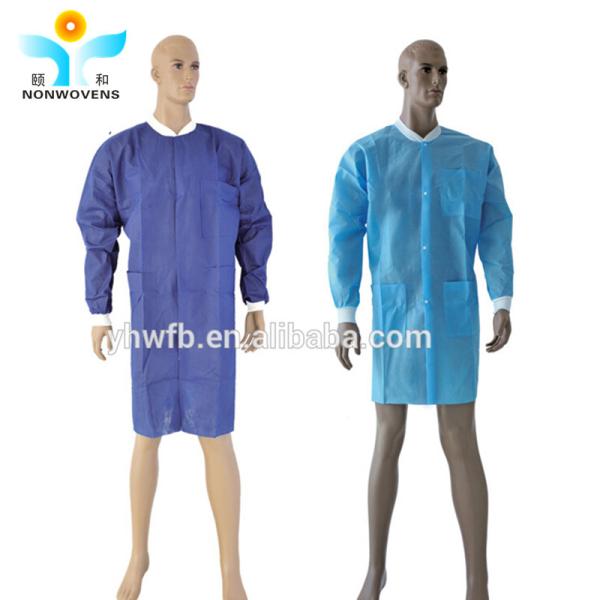 Unisex 30g Disposable Lab Coat Blue White PP SMS Bacterial Proof