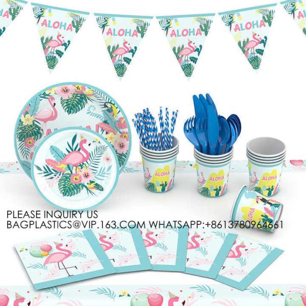 New Pink Flamingos Birthday Party Tableware Set Disposable Party Paper Plate Decoration Children'S Birthday