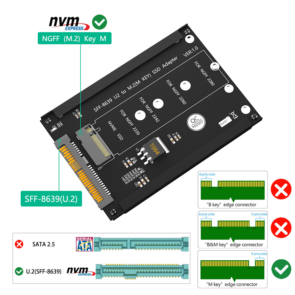 M.2 NGFF ключ M SSD к SFF-8639 U.2 адаптер с рамкой