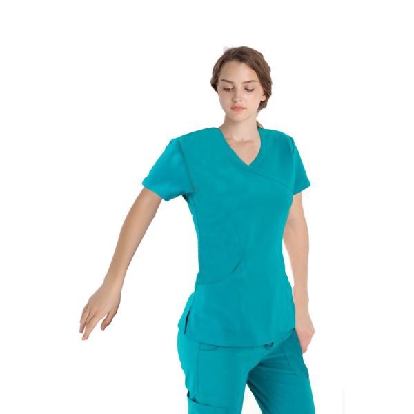 Форма короткого рукава 180 женщин 33% лайкра 5% вискозы полиэстера 62% GSM сплетенная равниной медицинская