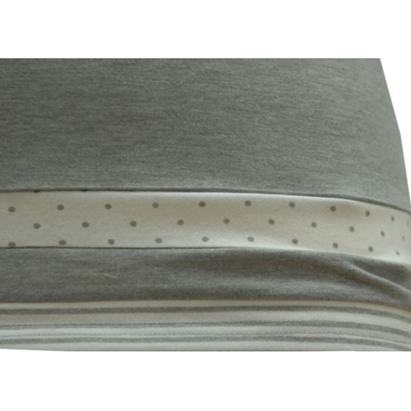 Ladies Long Sleeve Shirt Round-neckline  Melange Fabric Normal Size Blend Fabric Yarn Dye Stripe Insert Braid Neck Line