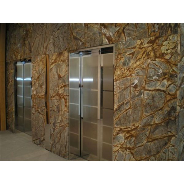 Antique Rainforest Brown Marble Slab Kitchen Countertops 36''X36'' Easy Maintenance