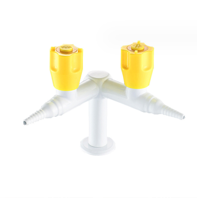 Chemical Resistant Laboratory Accessories Solid Brass Two Way Gas Valve Epoxy Coated