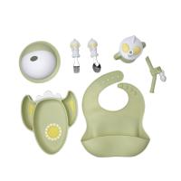 Ensemble réglé de alimentation adapté aux besoins du client de bavoir et de cuvette de catégorie comestible de bébé de silicone avec la cuillère