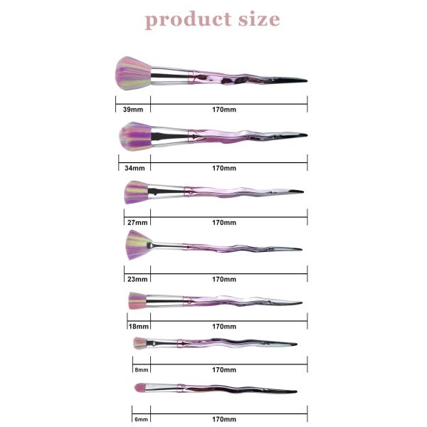 Fantastic Cosmetic Rainbow Makeup Brush Set 7pcs Bristles And Plastic Handle