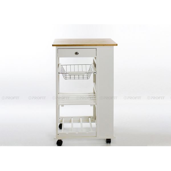 4 Tier 86cm Height 50cm Width Wood Kitchen Cart On Wheels
