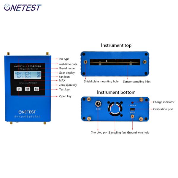 Portable And Economical Air Negative Ion Detector RS232 Output