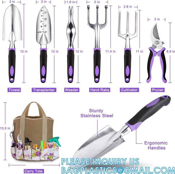 9 Piece Specialty Lady Garden Tool Set Heavy Duty Flower Design Garden Tool Set Gardening Tool With Bag