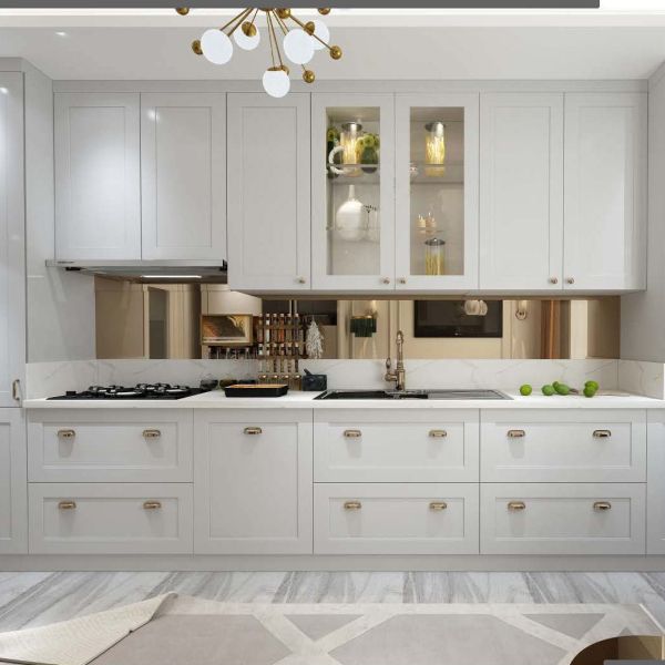 Customized Veneer Color White PVC Kitchen Cabinet Sets for Modern Design in Market