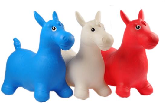 Blue Inflatable Jumping Horse Ride on PVC Bouncing Animal Toys For Kids
