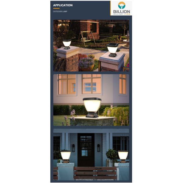 Outdoor Landscape Lighting Solar Wall Pillar Light Led Solar Villa Wall Lamp 3000K/6500K