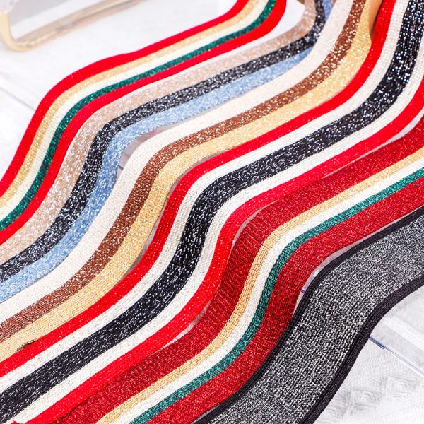 2.6cm Width MSD 2023 Supply Striped Knit Jacquard Ribbon Featured Clothing Accessories