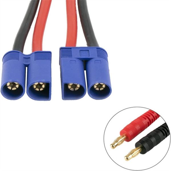 El cargador de ROHS 12AWG RC telegrafía al varón del conector EC5 hasta los conectores banana de la bala de 4m m