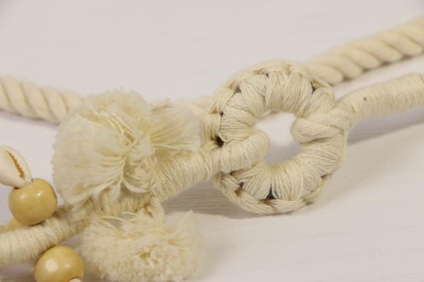 Traditional Bohemian Bead Sea Shell Cotton Rope Belt For Waistband Or Curtain Tie