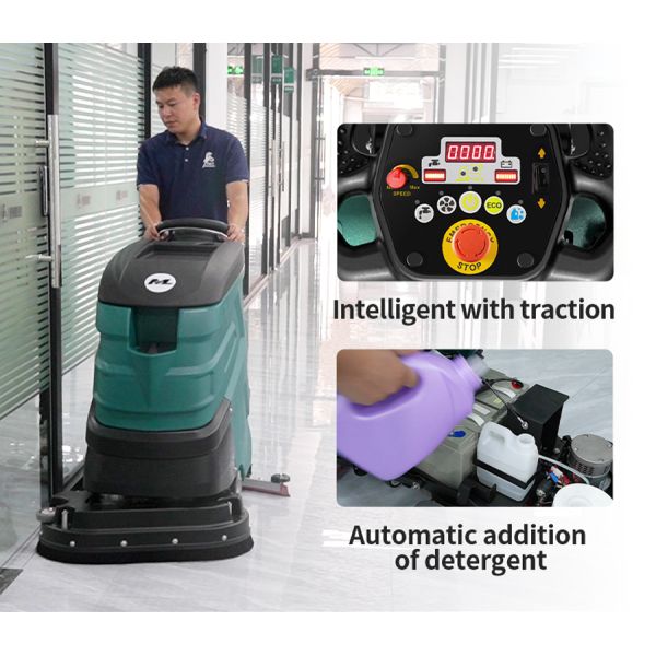Industrial Walk Behind Sweeper Scrubber Floor Cleaning Machine For Tile