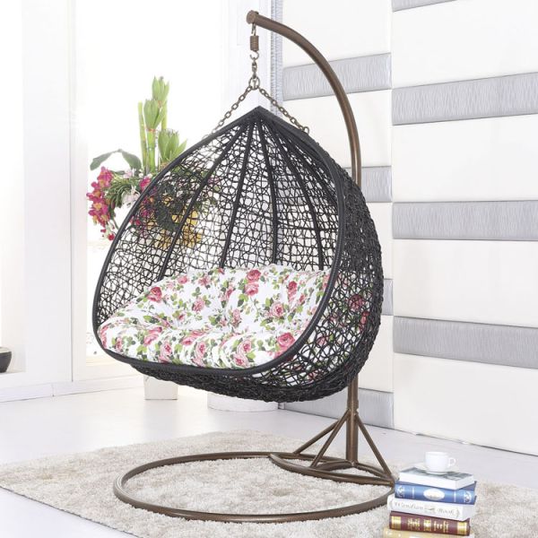 Double Swing Chair with Cushion in Any Color Comfortable Outdoor Rattan Hanging Chair